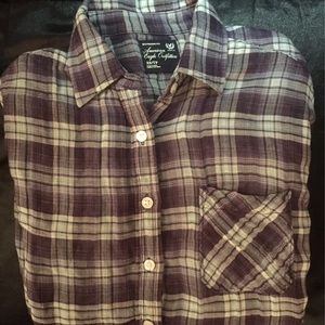 Purlple plaid long sleeve button up